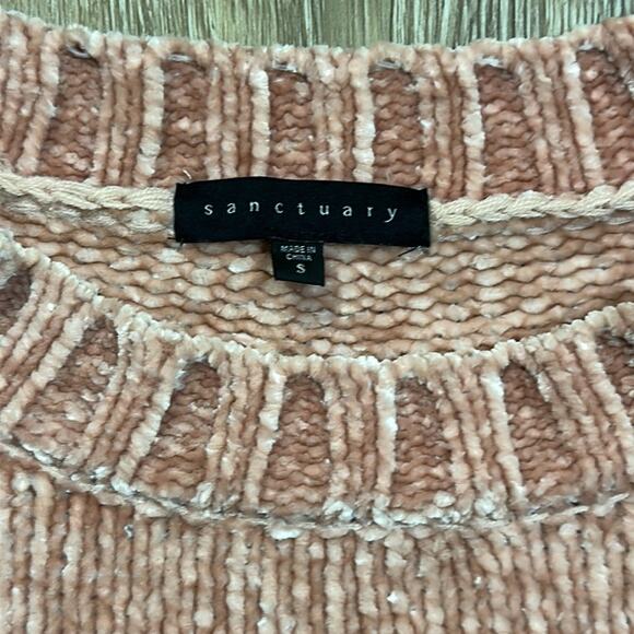 Sanctuary Light Pink Chenille Cropped Sweater Size Small - Picture 2 of 4